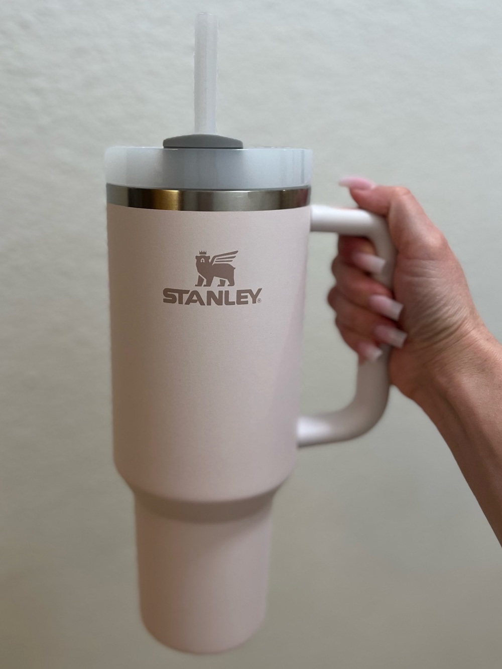 Stanley Blush Pink Insulated Travel Tumbler with Handle and Straw